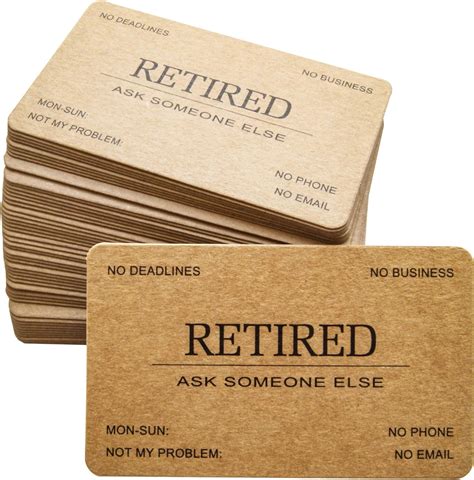 retirement cards funny|humorous business cards for retirees.